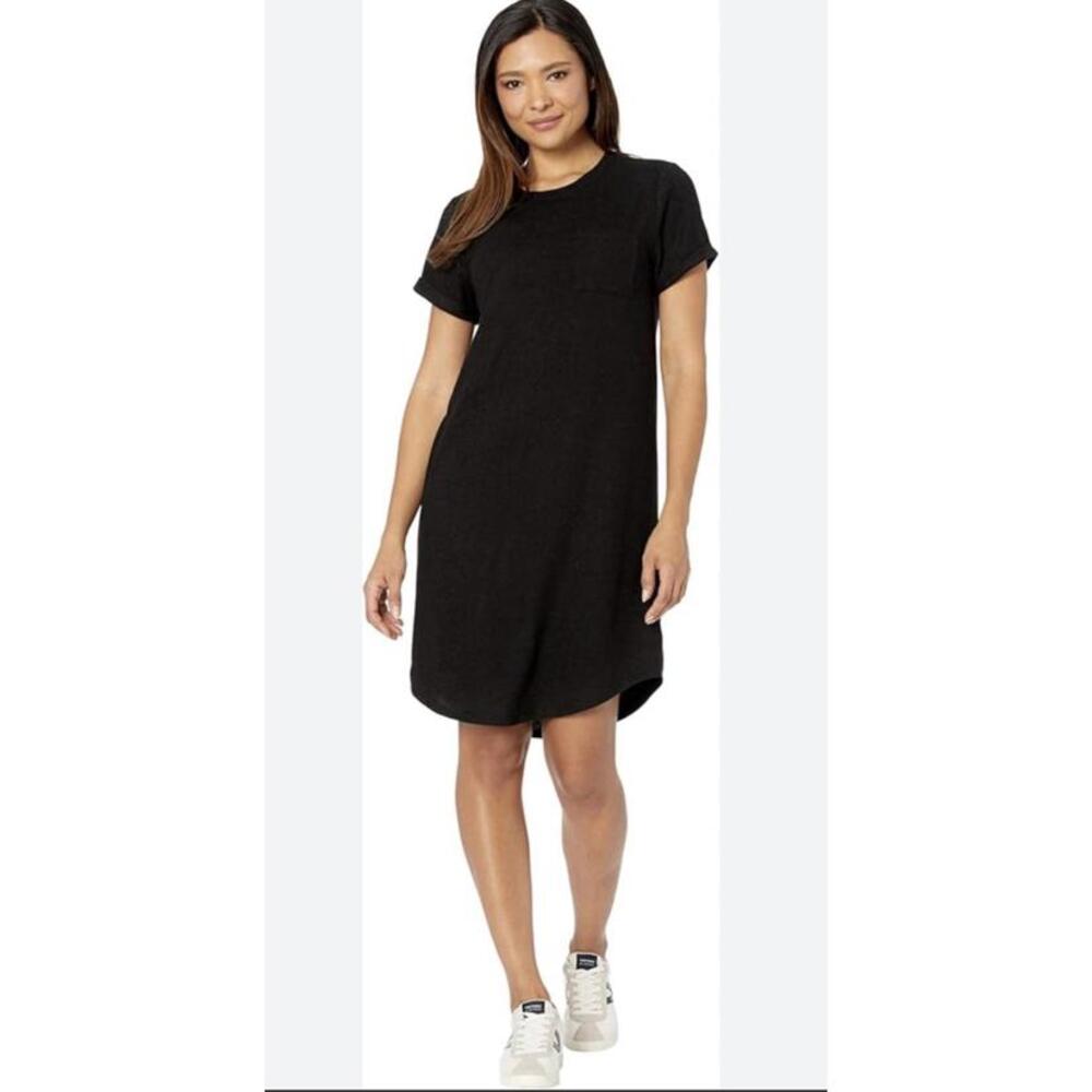 Lucky Brand Black Short Sleeve Crew Neck T-Shirt Dress with Pocket S